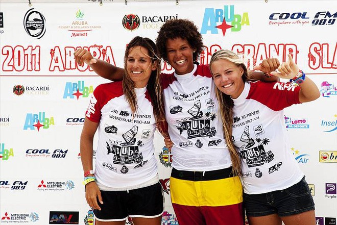 Womens top three - PWA Aruba Hi Winds Grand Slam 2011 ©  John Carter / PWA http://www.pwaworldtour.com